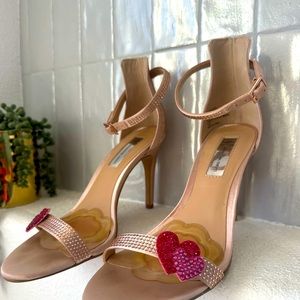 INC Sparkling Heart Satin Heels with box